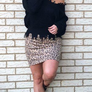 Leopard A line Skirt